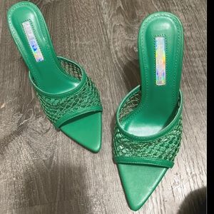 Lilliana Green Mesh Pointy Mule